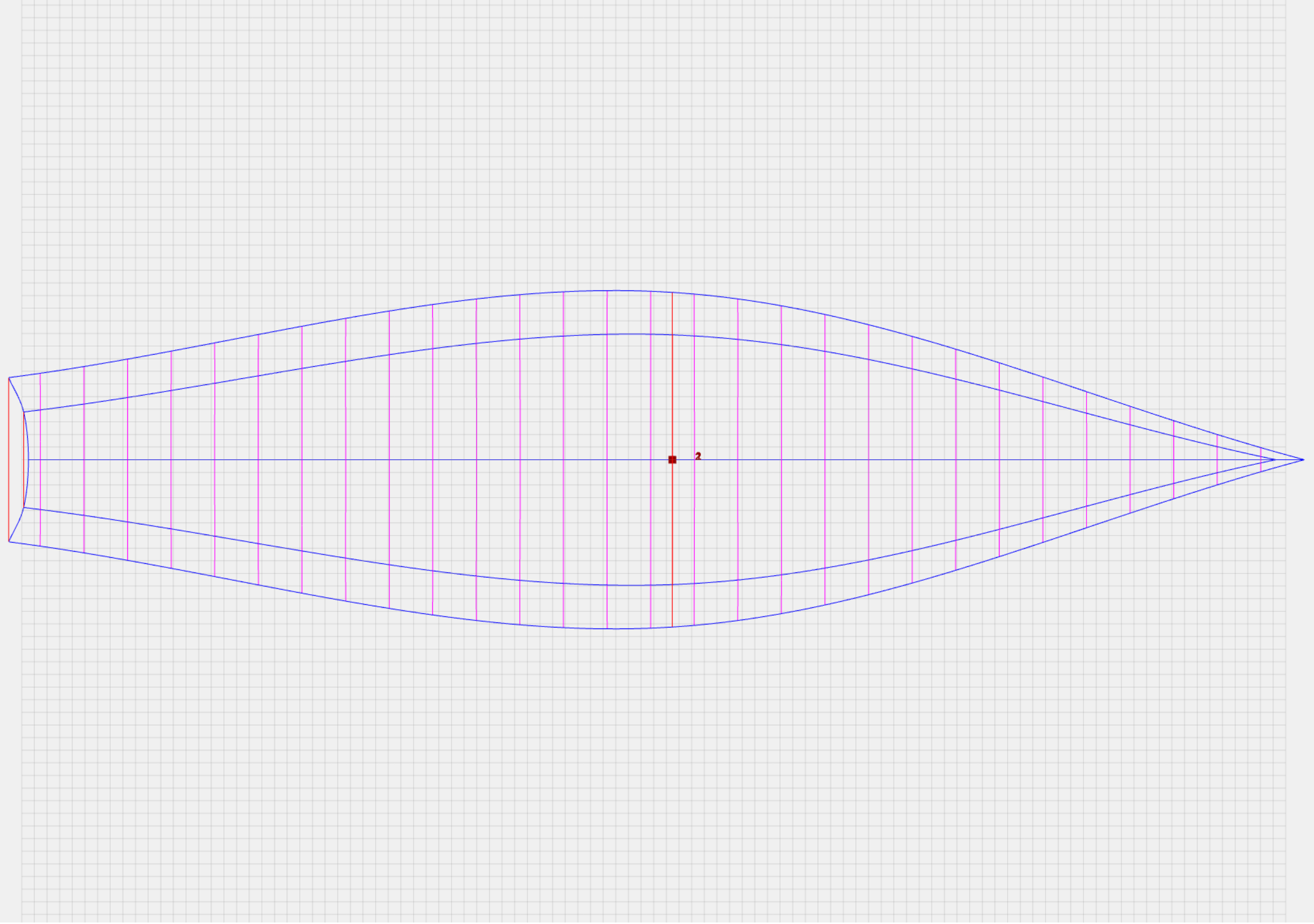 Fisher boat blueprint up side view. Parametric curves