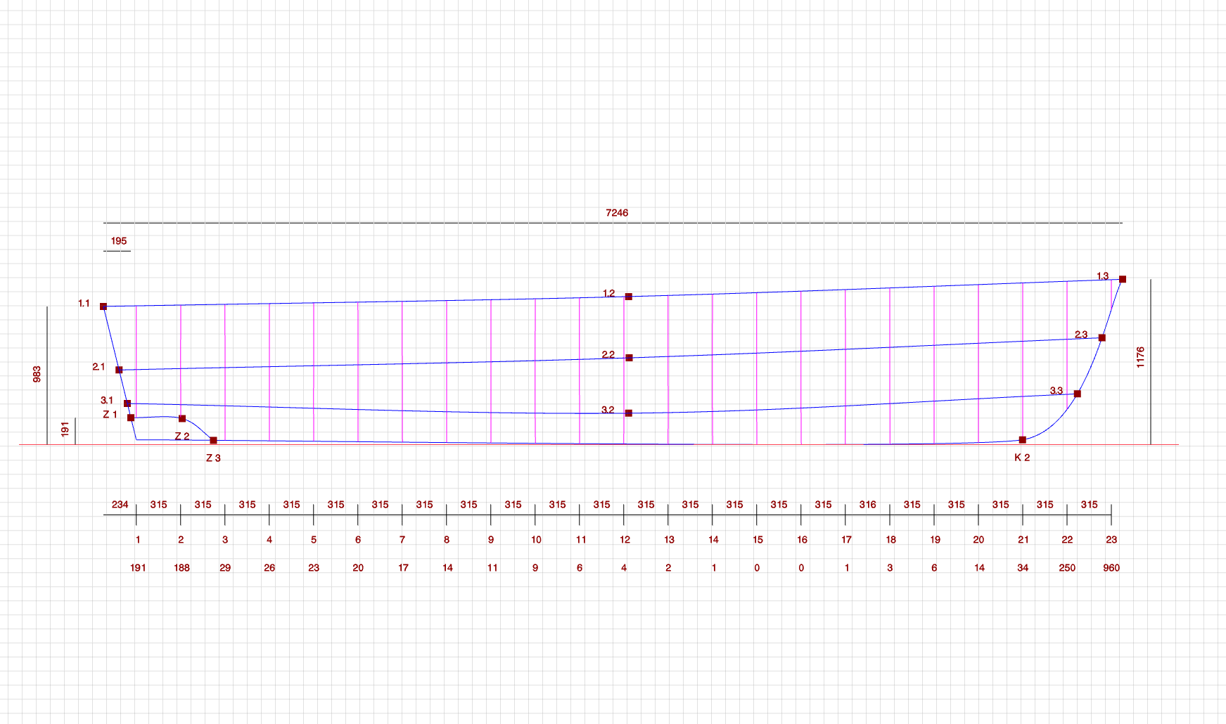 Boat blueprint right view