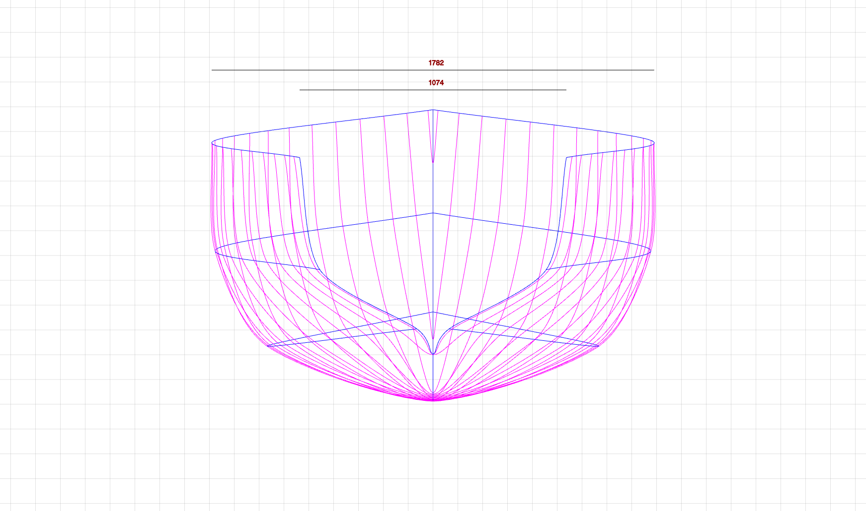 Boat blueprint back view