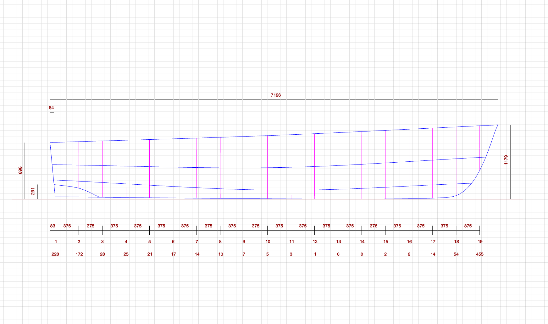 Boat blueprint right view