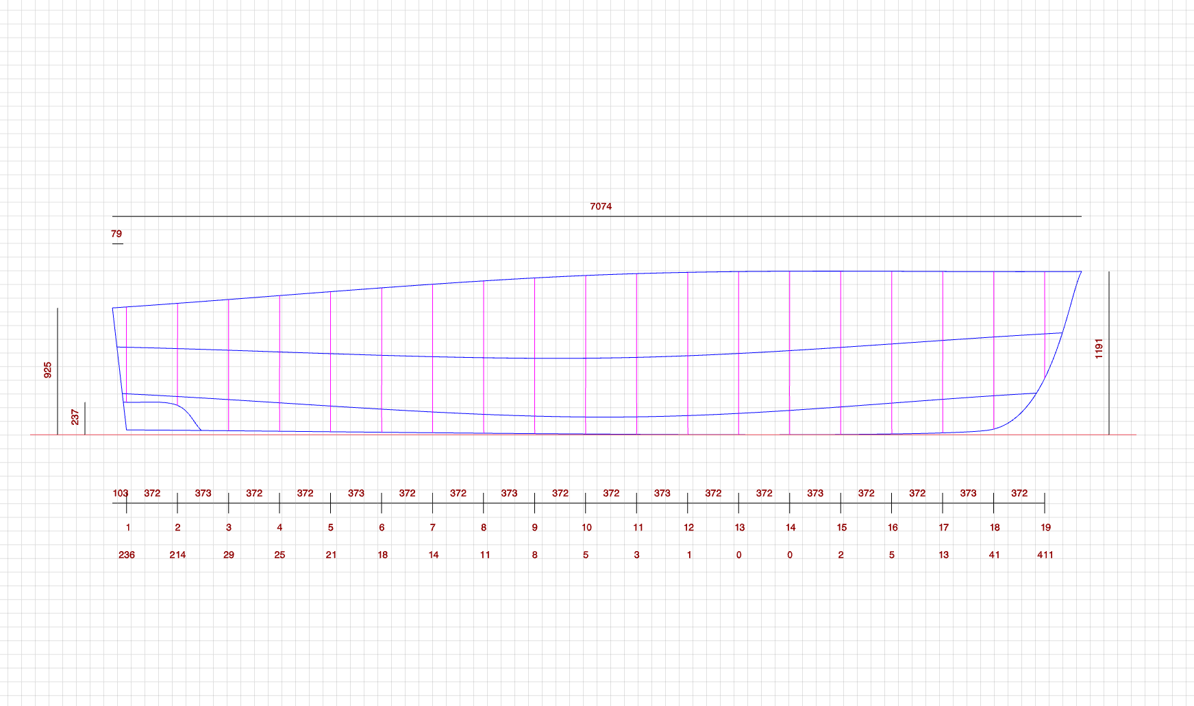 Boat blueprint right view