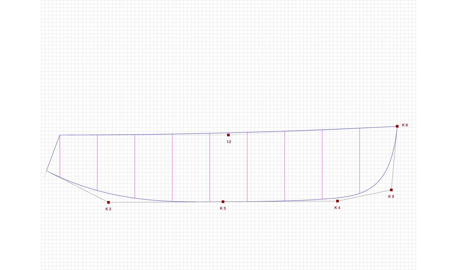 Keel with 6 control points