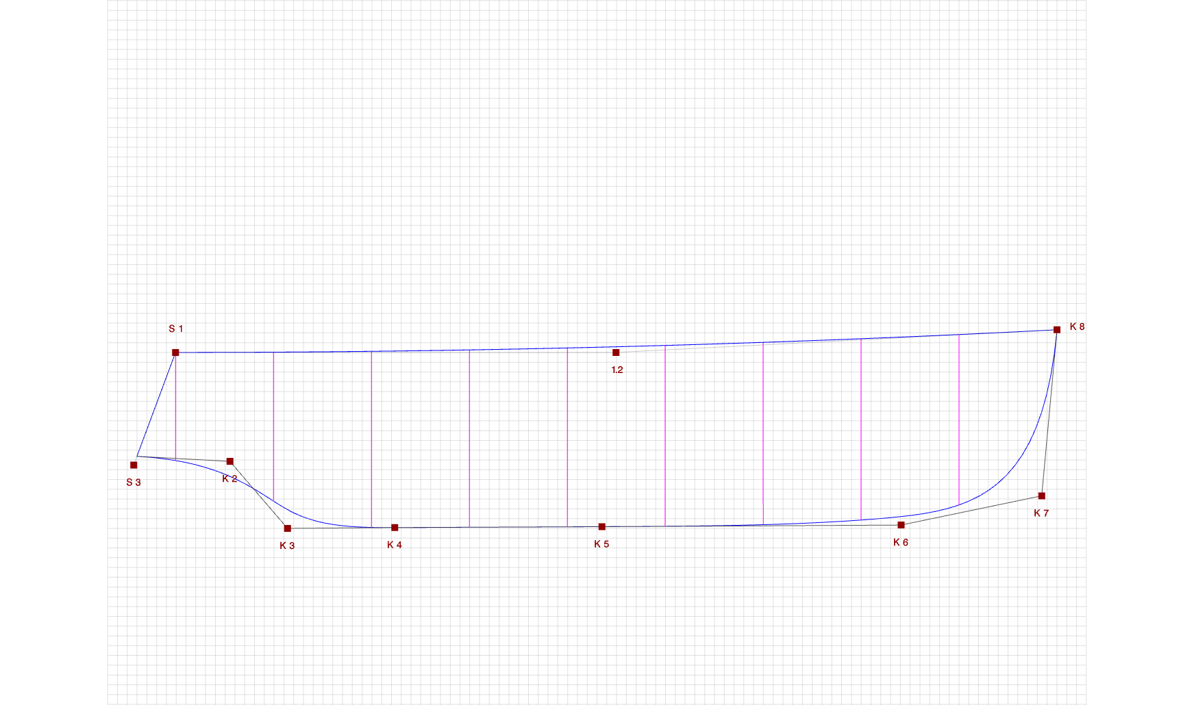 Keel for motor boat, place for the propeller
